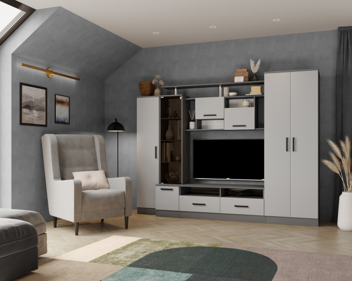 Гостиная Оскар-5, Графит серый/Камень серый