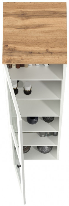 Остин 16.394.03 Шкаф-витрина(пенал), белый шагрень/дуб крафт золотой