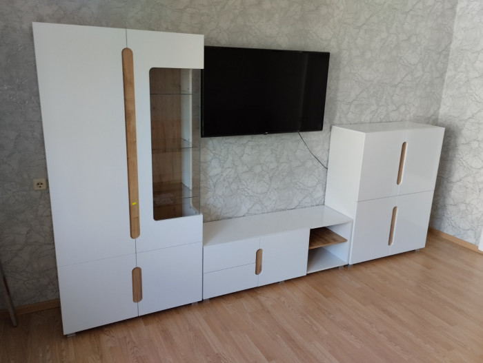 Шкаф-витрина двухдверный "Шанталь" - Дуб наварра/Белый