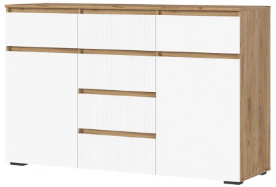 Хелен КМ 05 Комод 6 ящиков (1502х958х460) белый супер, белый/дуб крафт золото