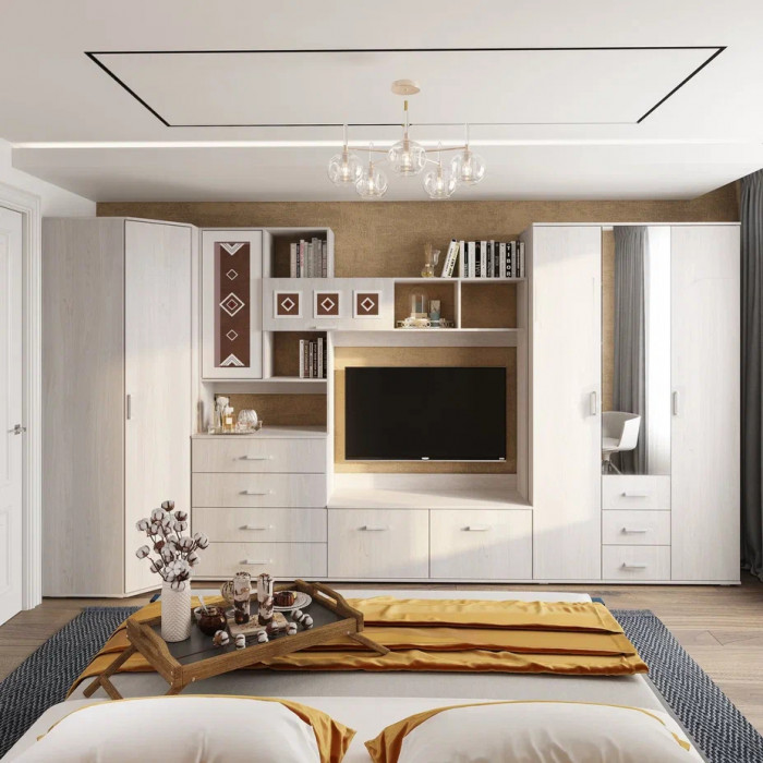 Шкаф трехдверный для одежды Белла, ясень белый