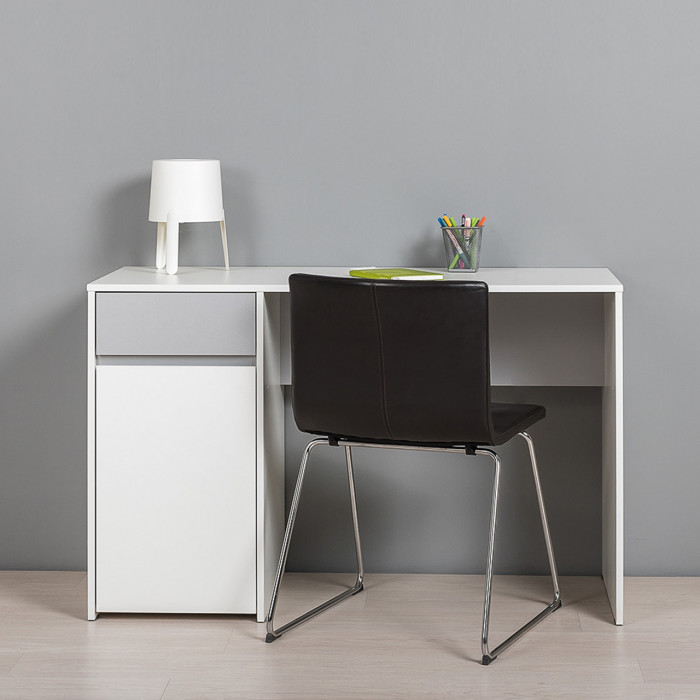 Торонто 12.149 Стол, белый шагрень/стальной серый