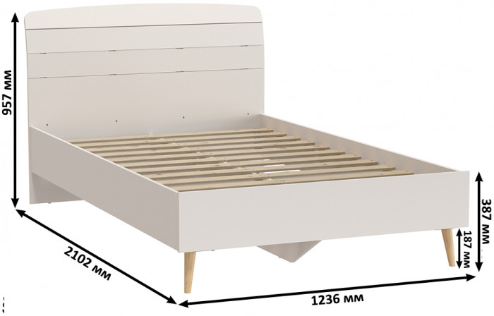Афина Спальня 4-22905М1к.с. Кровать 1200, кашемир серый