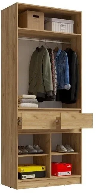 Шкаф 2-х створчатый Артек, Белый глянец/Дуб крафт золотой