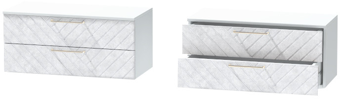 Тумба-5 прикроватная подвесная "Иннэс-7", Белый/Бетон снежный