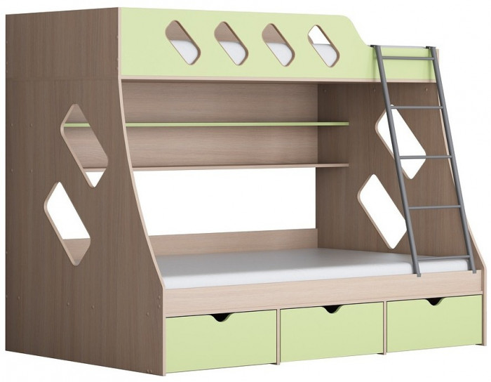 Дельта-20.01 Детская двухъярусная кровать с лестницей (Орех, Дуб Сонома)