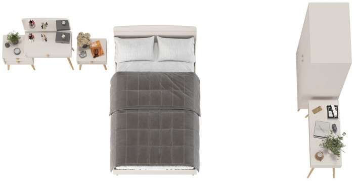 Афина Спальня 27-1200, цвет кашемир серый, сп.м. 1200х2000 мм., б/м, основание есть - фанера