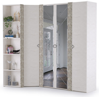 Амели Набор шкафов 1 08.49 + 13.133 + 13.131 + 13.140, цвет шёлковый камень/бетон чикаго беж, ШхГхВ 232,7х121,1х230 см., универсальная сборка