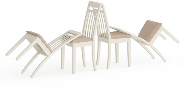 Четыре стула Мебель--24 Гольф-11 разборных, цвет слоновая кость, обивка ткань велюр бежевый 05, ШхГхВ 40х40х100 см., от пола до верха сиденья 47 см.