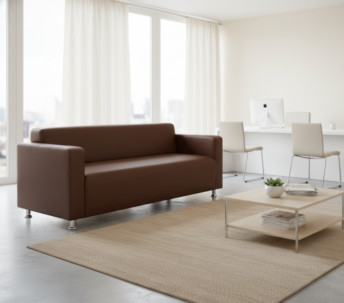Диван прямой Томи, 180 см, экокожа, коричневый
