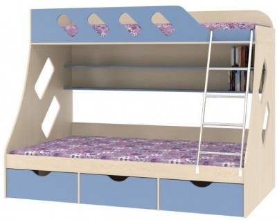 Дельта-20.01 Детская двухъярусная кровать с лестницей (Орех, Ясень шимо светлый)