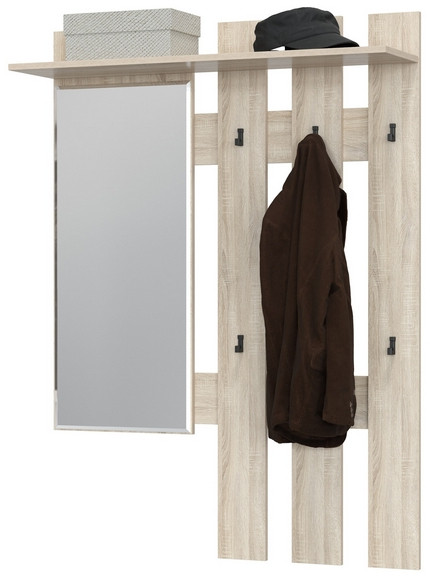 Лира ГК 2-3814дубсон Вешалка с зеркалом, цвет дуб сонома, ШхГхВ 100х28х135 см., универсальная сборка
