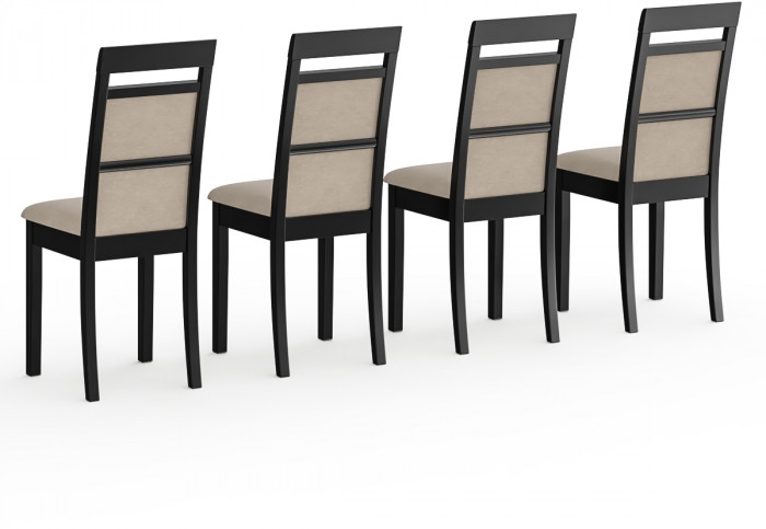 Четыре стула Мебель--24 Гольф-12 разборных, цвет венге, обивка ткань велюр капучино 25, ШхГхВ 40х40х100 см., от пола до верха сид. 47 см.(мягк спинка)