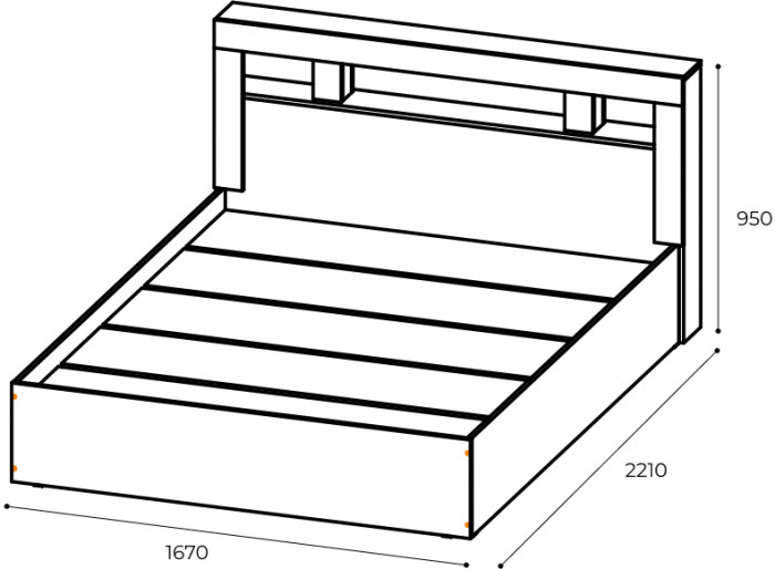 Кровать с настилом ЛДСП Прима 160х200