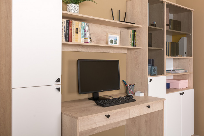 Бостон 13.154 Шкаф, дуб эндгрейн элегантный/фасады МДФ милк рикамо софт