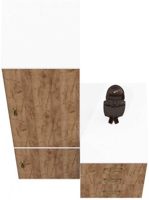 Лидер-8 Пенал МД 21Б + Тумба МД 3.16, белый шагрень/крафт золото