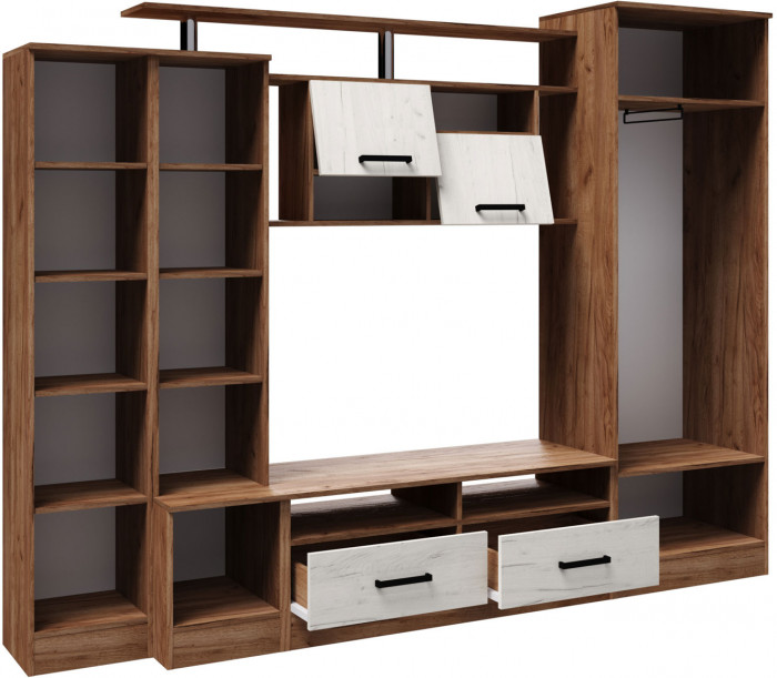 Гостиная Оскар-5 (2500*1920*450) дуб крафт табачный/дуб крафт белый