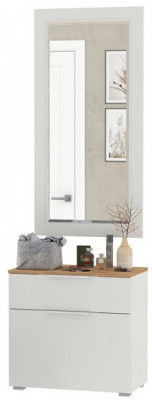 Октава Прихожая 38, белый шагрень/дуб крафт золотой/фасады МДФ белый шагрень