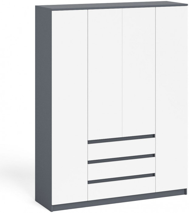 Мори Шкаф МШ1600.1, цвет графит/белый, ШхГхВ 160,4х50,4х209,6 см.