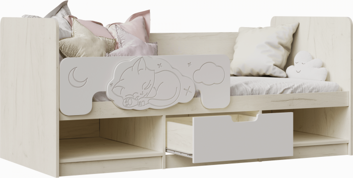 Модульная детская Юниор-4, композиция 1 (Шарли бриз, Крафт белый)