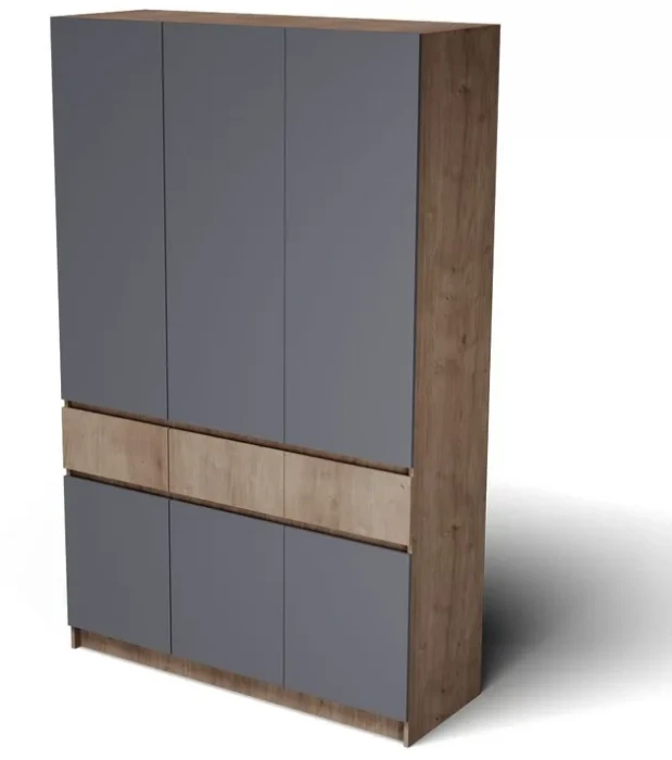 Шкаф 3-х створчатый Артек, Графит/Дуб крафт золотой