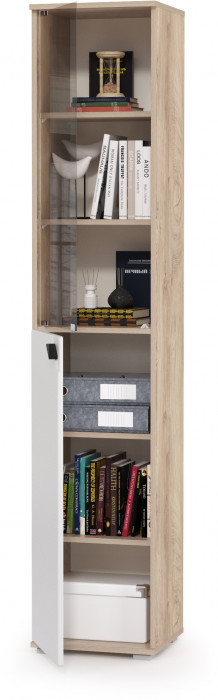 Бостон 13.155 Шкаф, дуб эндгрейн элегантный/фасады МДФ милк рикамо софт