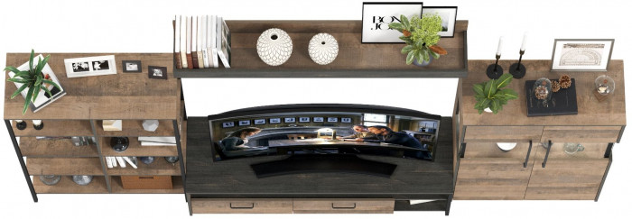 Трувор Гостиная 057, цвет дуб гранж песочный/интра, ШхГхВ 325,6х45,4х195 см., универсальная сборка