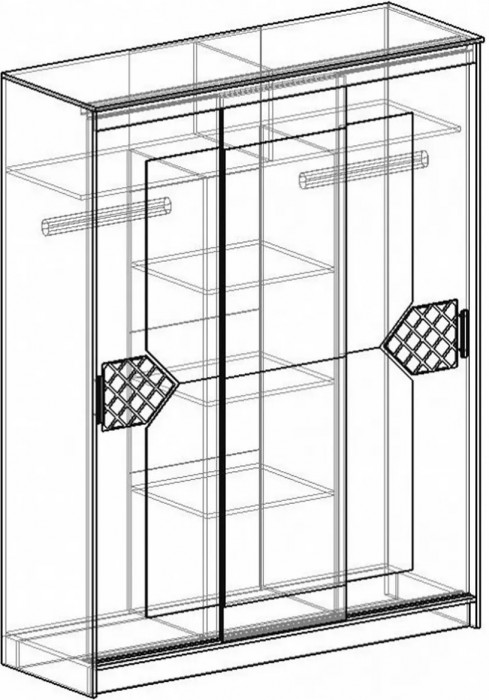Николь Шкаф-купе 3 (Ясень Шимо / Лиственница темная)