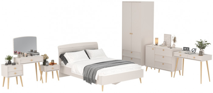 Афина Спальня 28-1400, цвет кашемир серый, сп.м. 1400х2000 мм., б/м, основание есть - фанера