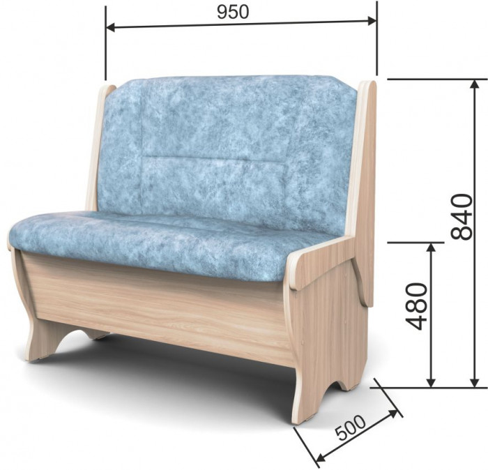 Скамья Лотос 950 ясень светлый/лагуна