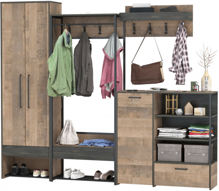 Трувор Прихожая 233, дуб гранж песочный/интра