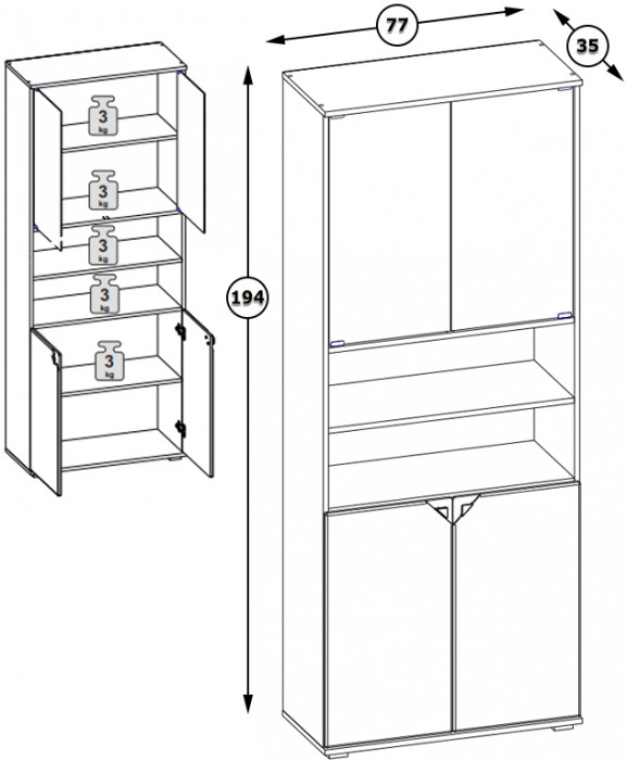 Бостон 13.156 Шкаф, дуб эндгрейн элегантный/фасады МДФ милк рикамо софт