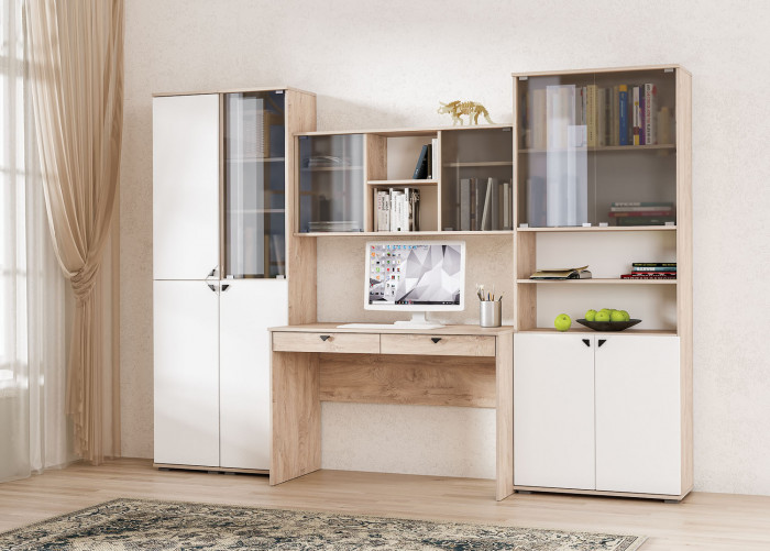 Бостон 13.156 Шкаф, дуб эндгрейн элегантный/фасады МДФ милк рикамо софт