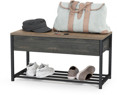 Трувор 13.241.03 Тумба для обуви, цвет дуб гранж песочный/интра, ШхГхВ 80х36,6х42,2 см.