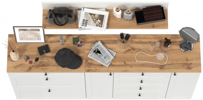 Остин Прихожая 68, белый шагрень/дуб крафт золотой