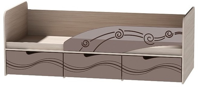 Детская кровать Бриз-3 80х190, волна (Ирис/Белый/Правый)