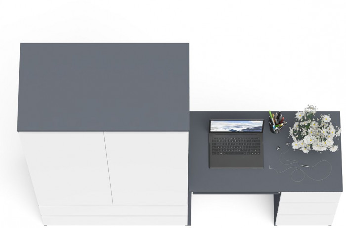 Мори Стол компьютерный МС-6 правый + Шкаф МШ900.1, цвет графит/белый, ШхГхВ 180,4х50,4х179,6 см., выдвижные ящики справа, НЕ универсальная сборка