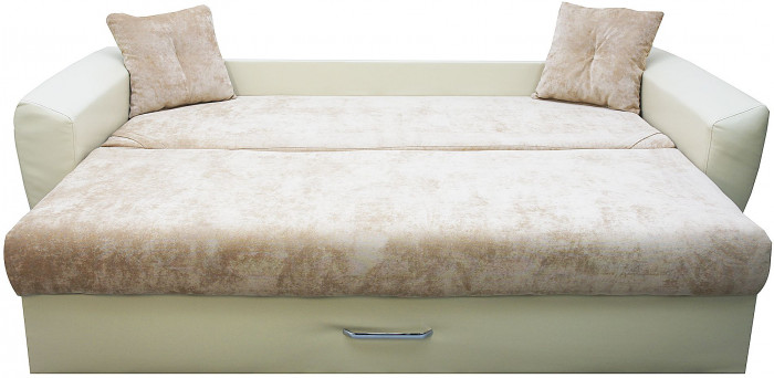 Диван-кровать Амстердам Люкс, 150х195, еврокнижка, независимый пружинный блок, велюр/экокожа, бежевый