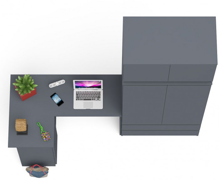 Мори компьютерный стол МС-16 левый + Шкаф МШ900.1 + Антресоль МА900.1, графит