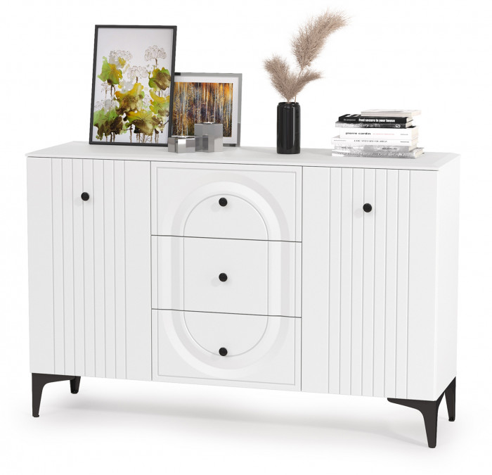 Валенсия Гостиная № 124, ЛДСП белый шагрень/МДФ белый шагрень