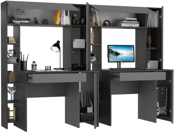 компьютерный стол Комфорт 12.71 + компьютерный стол Комфорт 12.71, антрацит/тёмно-серый