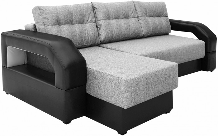 Диван еврокнижка Манчестер с подсветкой УГЛОВОЙ 160  рогожка серая НПБ