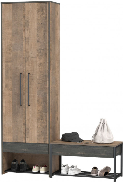 Трувор 13.328.02 Шкаф для одежды + 13.241.03 Тумба для обуви, дуб гранж песочный/интра