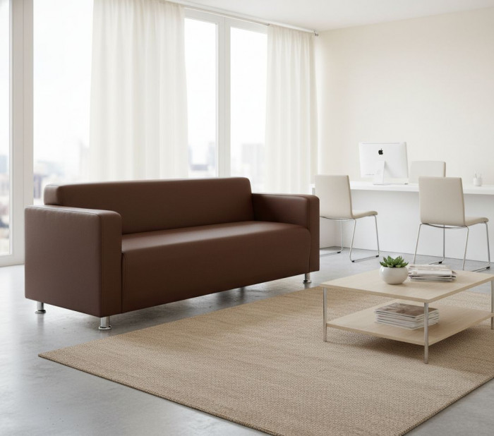 Диван прямой Томи, 200 см, экокожа, коричневый