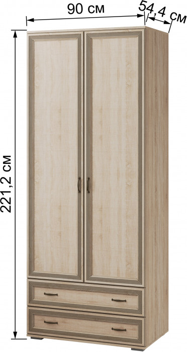 Ливорно Шкаф 2-х ств. ЛШ-22 дуб сонома
