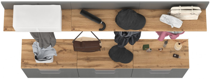 Октава Прихожая 08, серый графит/дуб крафт золотой/фасады МДФ серый графит