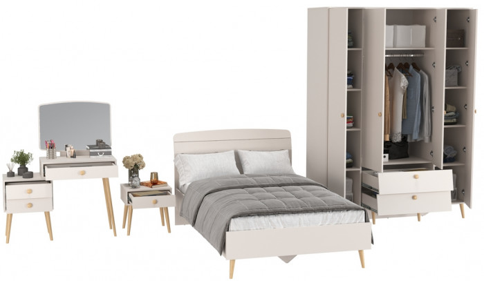 Афина Спальня 29-1200, цвет кашемир серый, сп.м. 1200х2000 мм., б/м, основание есть - фанера