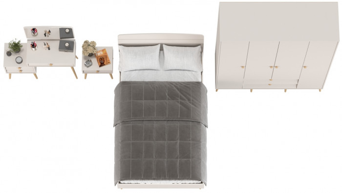 Афина Спальня 29-1200, цвет кашемир серый, сп.м. 1200х2000 мм., б/м, основание есть - фанера