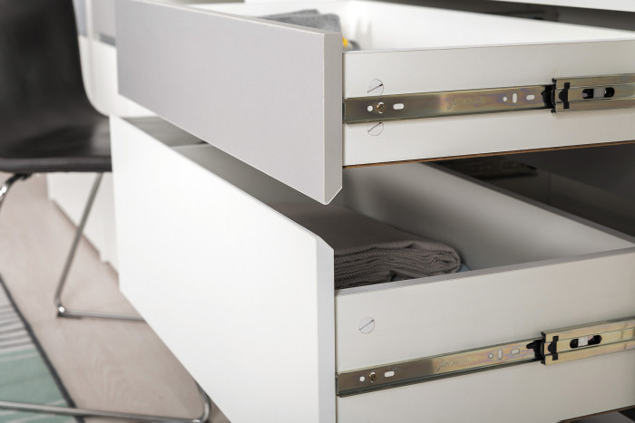 Торонто 13.321 Комод, белый шагрень/стальной серый