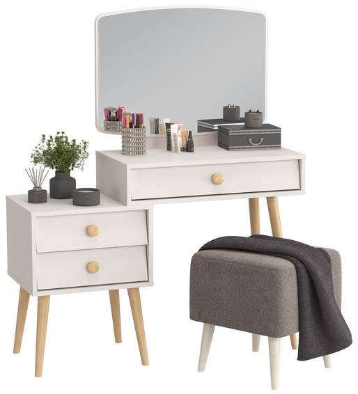 Афина Спальня 4-25901М1к.с. Трюмо + Банкетка 6-5133ТКВсерый Куби, кашемир серый/ткань серая